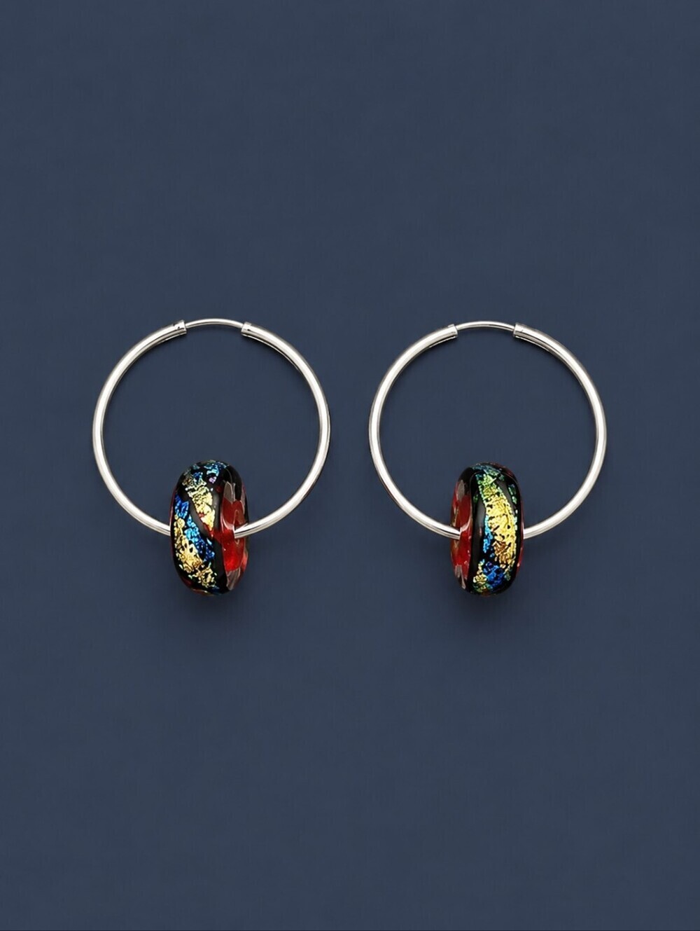 3/$30 VTG Red Disc Bead Huggie Nebula Earrings